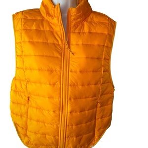 Joy Lab Puffer Vest Yellow High Neck Full Zip Women's Size L